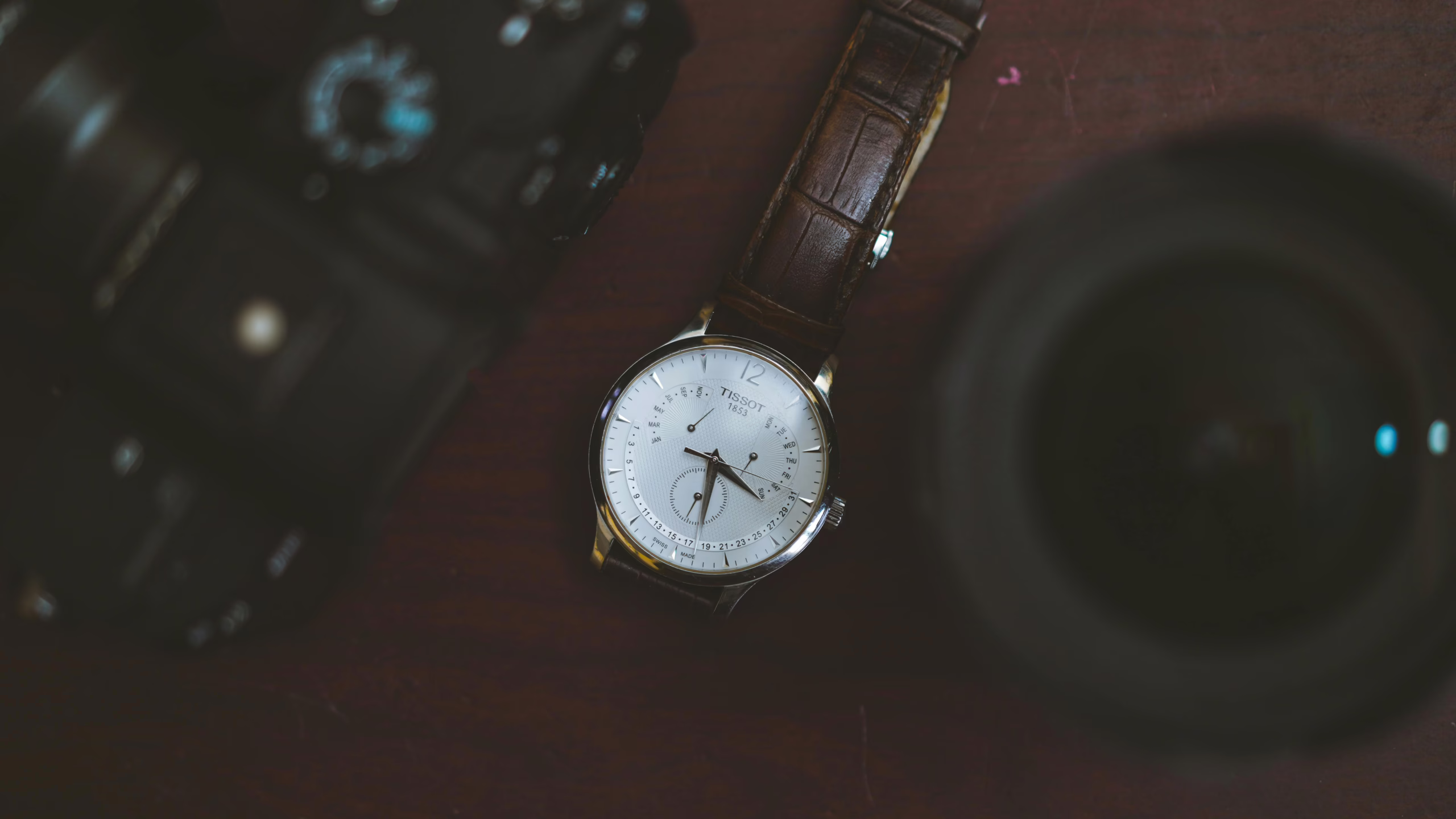 tissot tradition with white dial and leather strap